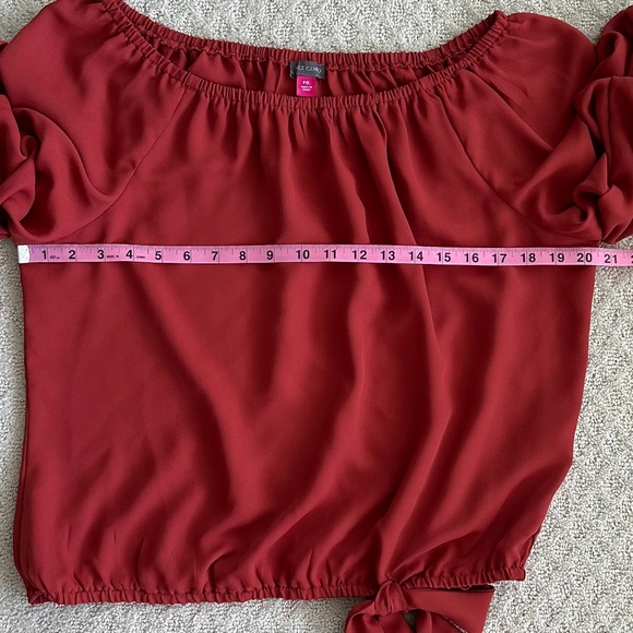 Vince Camuto Off-The-Shoulder Bubble Sleeve Blouse Red Pear Size Petite … - Picture 12 of 12